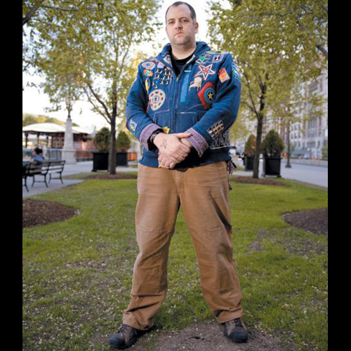 Chuck wearing the jacket that got him fired